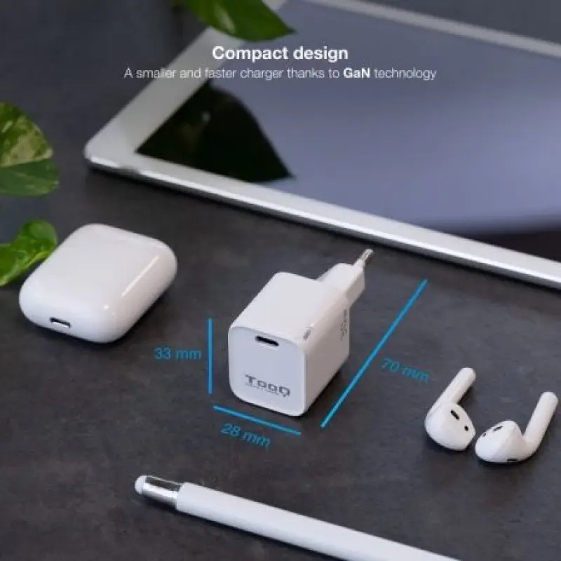Cargador Gan de Pared TooQ TQWC-GANPD30WT/ 1xUSB Tipo-C/ 30W Cargador Gan de Pared TooQ TQWC-GANPD30WT/ 1xUSB Tipo-C/ 30W