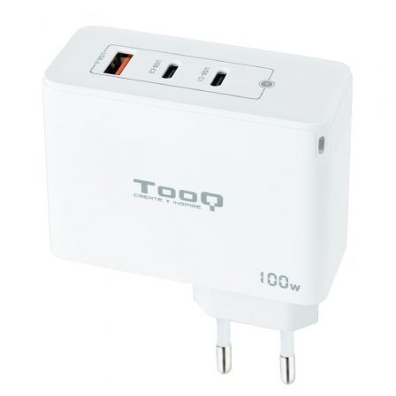 Cargador de Pared TooQ TQWC-GANQC2PD100W/ 2xUSB Tipo-C/ 1xUSB/ 100W Cargador de Pared TooQ TQWC-GANQC2PD100W/ 2xUSB Tipo-C/ 1xUSB/ 100W