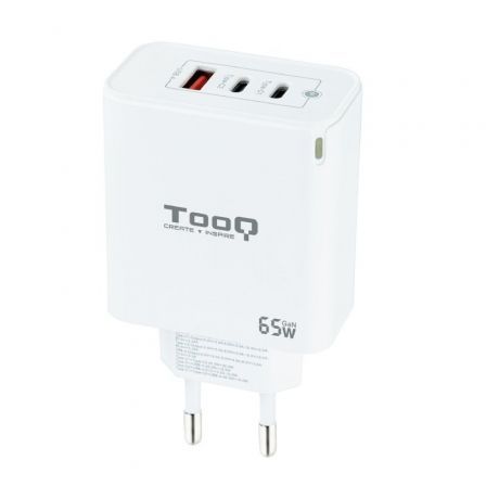 Cargador Gan de Pared TooQ TQWC-GANQC2PD65WT/ 2xUSB Tipo-C/ 1xUSB/ 65W Cargador Gan de Pared TooQ TQWC-GANQC2PD65WT/ 2xUSB Tipo-C/ 1xUSB/ 65W