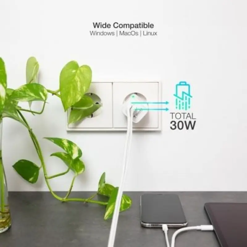 Cargador de Pared TooQ TQWC-GANQCPD30WT/ 1xUSB Tipo-C/ 1xUSB/ 30W Cargador de Pared TooQ TQWC-GANQCPD30WT/ 1xUSB Tipo-C/ 1xUSB/ 30W