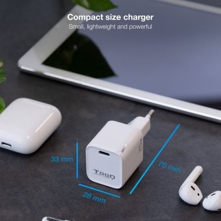 Cargador de Pared TooQ TQWC-PD20WT/ 1xUSB Tipo-C/ 20W/ Blanco Cargador de Pared TooQ TQWC-PD20WT/ 1xUSB Tipo-C/ 20W/ Blanco