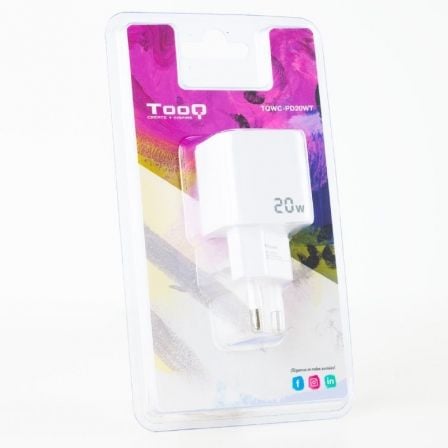 Cargador de Pared TooQ TQWC-PD20WT/ 1xUSB Tipo-C/ 20W/ Blanco Cargador de Pared TooQ TQWC-PD20WT/ 1xUSB Tipo-C/ 20W/ Blanco