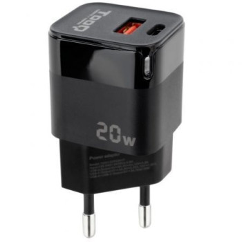 Cargador de Pared TooQ TQWC-QCPD20/ 1xUSB Tipo-C/ 1xUSB/ 20W Cargador de Pared TooQ TQWC-QCPD20/ 1xUSB Tipo-C/ 1xUSB/ 20W