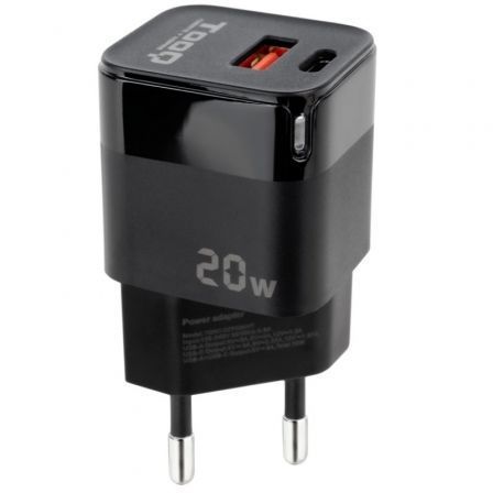 Cargador de Pared TooQ TQWC-QCPD20/ 1xUSB Tipo-C/ 1xUSB/ 20W Cargador de Pared TooQ TQWC-QCPD20/ 1xUSB Tipo-C/ 1xUSB/ 20W