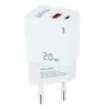 Cargador de Pared TooQ TQWC-QCPD20WT/ 1xUSB-Tipo C/ 1x USB/ 20W/ Blanco