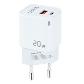 Cargador de Pared TooQ TQWC-QCPD20WT/ 1xUSB-Tipo C/ 1x USB/ 20W/ Blanco Cargador de Pared TooQ TQWC-QCPD20WT/ 1xUSB-Tipo C/ 1x USB/ 20W/ Blanco