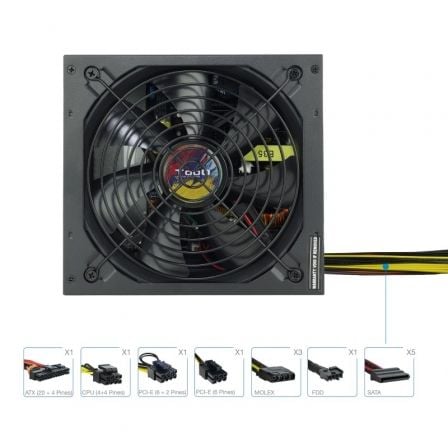 Fuente de Alimentación TooQ TQAPOLO-600SP/ 600W/ Ventilador 14cm Fuente de Alimentación TooQ TQAPOLO-600SP/ 600W/ Ventilador 14cm