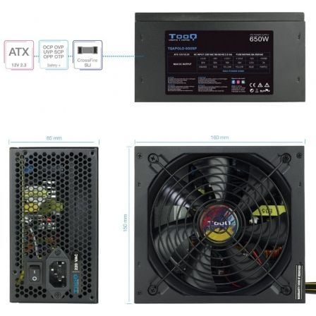 Fuente de Alimentación TooQ TQAPOLO-650SP/ 650W/ Ventilador 14cm Fuente de Alimentación TooQ TQAPOLO-650SP/ 650W/ Ventilador 14cm