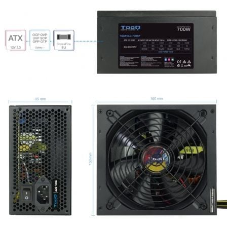 Fuente de Alimentación TooQ TQAPOLO-700SP/ 700W/ Ventilador 14cm Fuente de Alimentación TooQ TQAPOLO-700SP/ 700W/ Ventilador 14cm