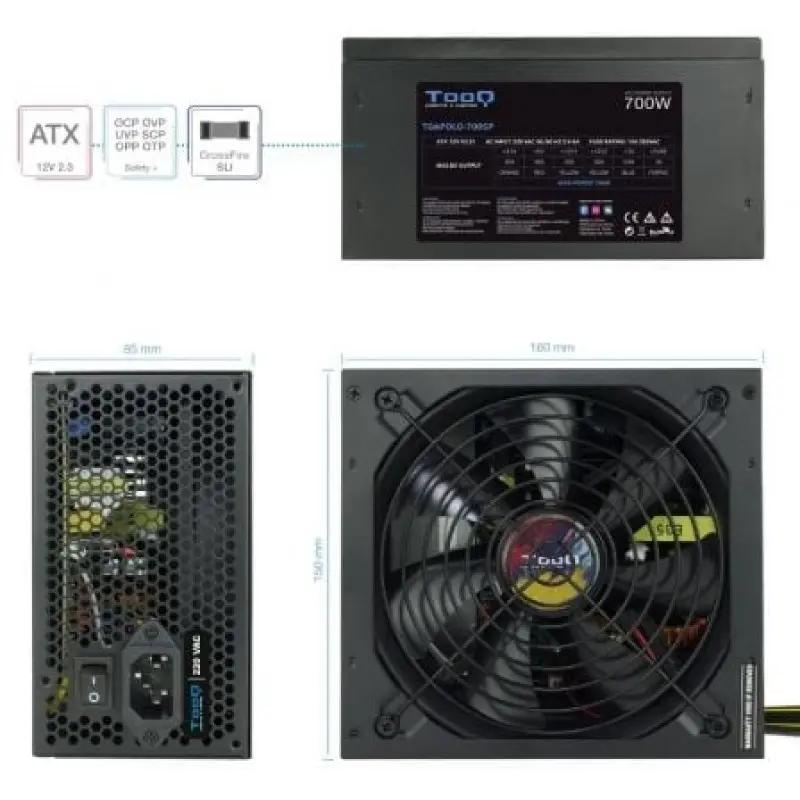 Fuente de Alimentación TooQ TQAPOLO-700SP/ 700W/ Ventilador 14cm Fuente de Alimentación TooQ TQAPOLO-700SP/ 700W/ Ventilador 14cm