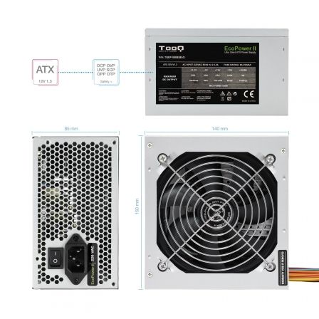 Fuente de Alimentación Tooq TQEP-500SSE-O OEM/ 500W/ Ventilador 12cm Fuente de Alimentación Tooq TQEP-500SSE-O OEM/ 500W/ Ventilador 12cm