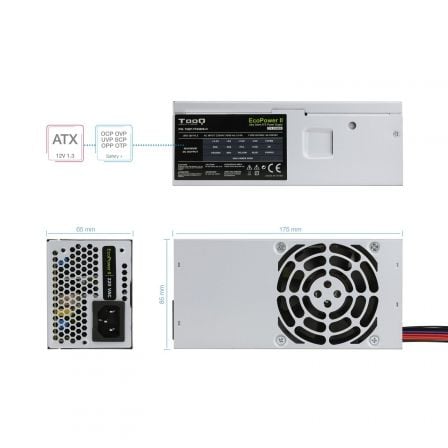 Fuente de Alimentación TFX TooQ TQEP-TFX500S-O/ 500W/ Ventilador 8cm Fuente de Alimentación TFX TooQ TQEP-TFX500S-O/ 500W/ Ventilador 8cm