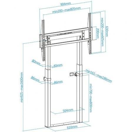 Soporte de Pared Fijo/ Suelo TooQ HIPERIÓN FS2280M-B para TV de 55-100'/ hasta 120kg Soporte de Pared Fijo/ Suelo TooQ HIPERIÓN FS2280M-B para TV de 55-100'/ hasta 120kg