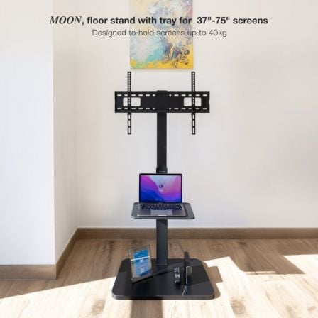 Soporte de Suelo Inclinable/ Ajustable TooQ MOON FS2287M-B para TV de 37-75'/ hasta 40kg Soporte de Suelo Inclinable/ Ajustable TooQ MOON FS2287M-B para TV de 37-75'/ hasta 40kg