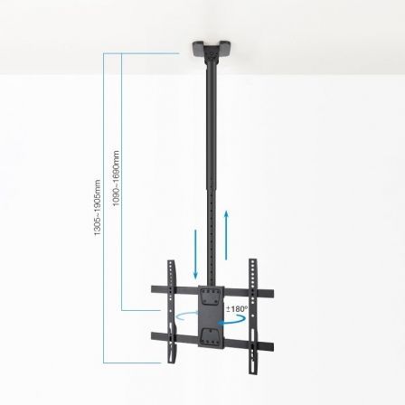 Soporte de Techo Giratorio/ Inclinable/ Nivelable TooQ LPCE1175TSLI-XL-B para TV de 32-75'/ hasta 60kg Soporte de Techo Giratorio/ Inclinable/ Nivelable TooQ LPCE1175TSLI-XL-B para TV de 32-75'/ hasta 60kg