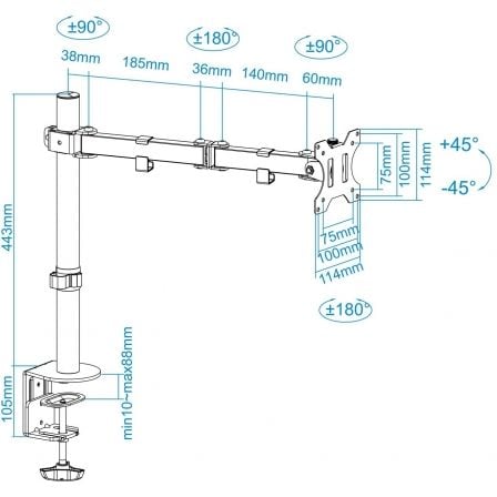 Soporte para Monitor TooQ DB1032TN-B/ hasta 8kg Soporte para Monitor TooQ DB1032TN-B/ hasta 8kg
