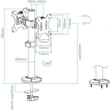 Soporte para 2 Monitores TooQ DB1132TN-B/ hasta 8kg Soporte para 2 Monitores TooQ DB1132TN-B/ hasta 8kg
