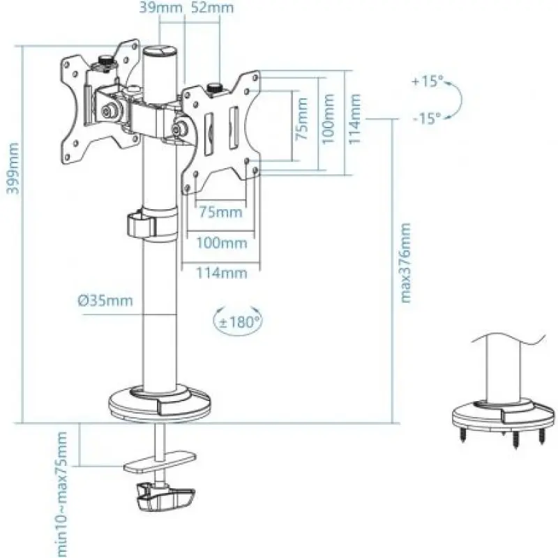 Soporte para 2 Monitores TooQ DB1132TN-B/ hasta 8kg Soporte para 2 Monitores TooQ DB1132TN-B/ hasta 8kg