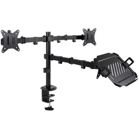 Soporte para 2 Monitores y 1 Portátil TooQ DB1202TN-B/ hasta 9kg Soporte para 2 Monitores y 1 Portátil TooQ DB1202TN-B/ hasta 9kg