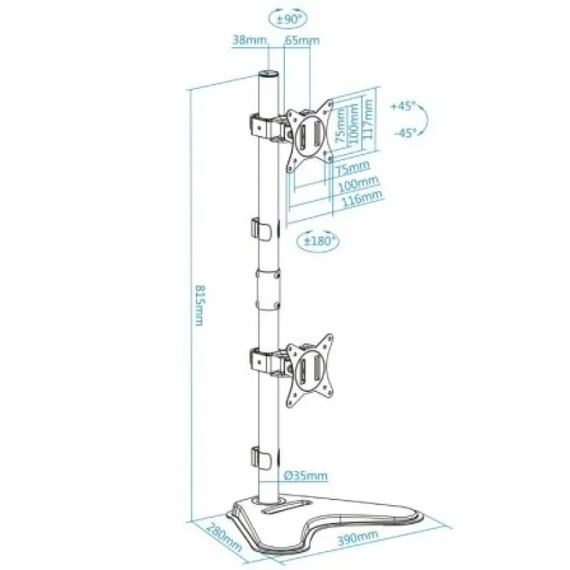 Soporte para 2 Monitores TooQ DB1703TNV-B/ hasta 9kg Soporte para 2 Monitores TooQ DB1703TNV-B/ hasta 9kg
