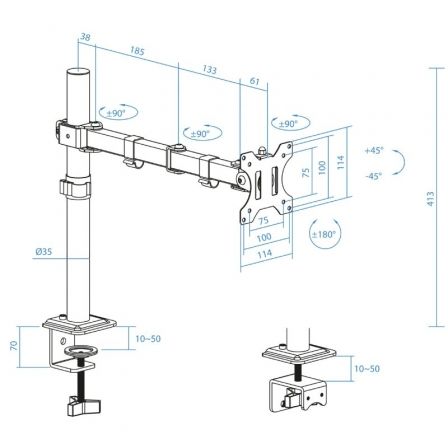 Soporte para Monitor TooQ DB1801TN-B/ hasta 8kg Soporte para Monitor TooQ DB1801TN-B/ hasta 8kg