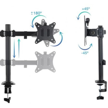 Soporte para 2 Monitores TooQ DB1802TN-B/ hasta 8kg Soporte para 2 Monitores TooQ DB1802TN-B/ hasta 8kg
