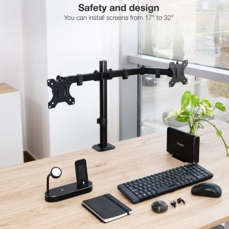 Soporte para 2 Monitores TooQ DB1802TN-B/ hasta 8kg Soporte para 2 Monitores TooQ DB1802TN-B/ hasta 8kg