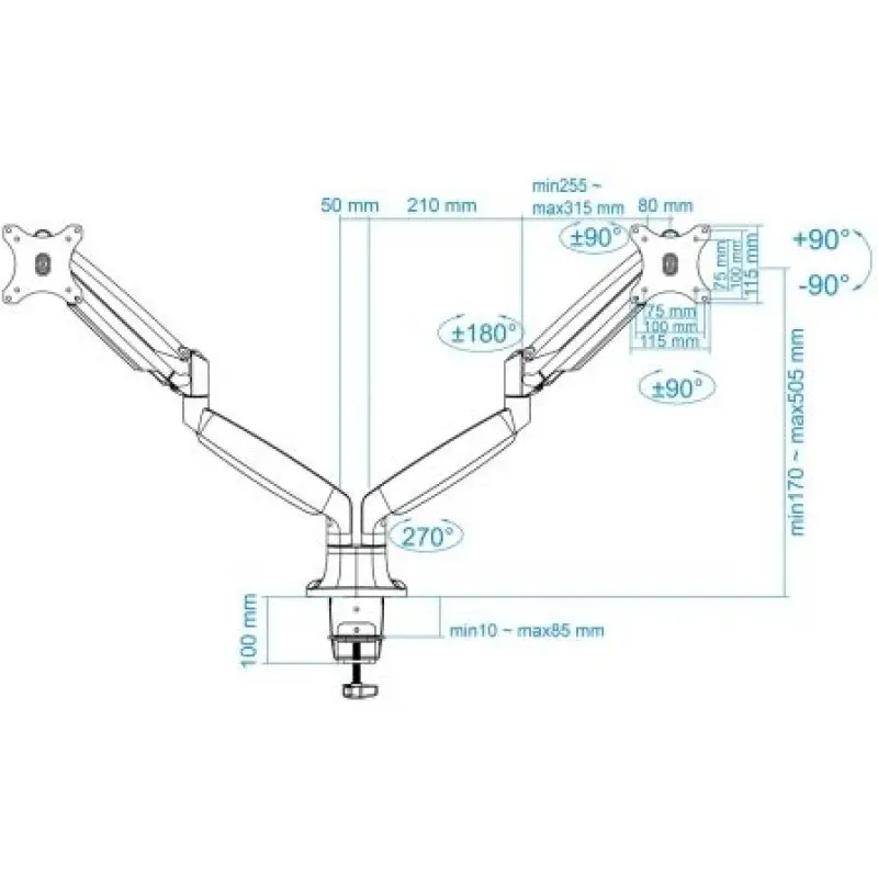 Soporte para 2 Monitores TooQ DB3132TNR-S/ hasta 9kg Soporte para 2 Monitores TooQ DB3132TNR-S/ hasta 9kg