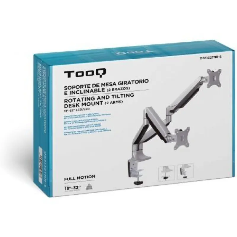Soporte para 2 Monitores TooQ DB3132TNR-S/ hasta 9kg Soporte para 2 Monitores TooQ DB3132TNR-S/ hasta 9kg