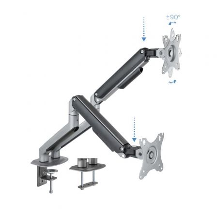 Soporte para 2 Monitores TooQ DB4132TNR-G/ hasta 9kg Soporte para 2 Monitores TooQ DB4132TNR-G/ hasta 9kg