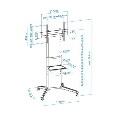 Soporte de Suelo Inclinable con Ruedas TooQ FS1170M-B para TV de 37-70'/ hasta 50kg Soporte de Suelo Inclinable con Ruedas TooQ FS1170M-B para TV de 37-70'/ hasta 50kg