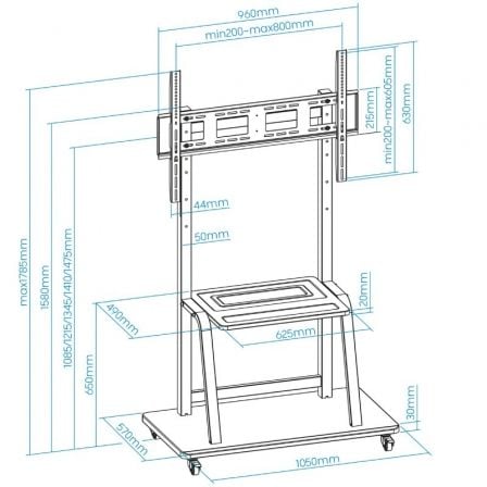 Soporte de Suelo Ajustable con Ruedas TooQ FS20101M-B para TV de 37-100'/ hasta 150kg Soporte de Suelo Ajustable con Ruedas TooQ FS20101M-B para TV de 37-100'/ hasta 150kg