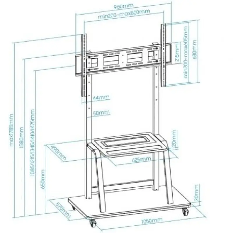 Soporte de Suelo Ajustable con Ruedas TooQ FS20101M-B para TV de 37-100'/ hasta 150kg Soporte de Suelo Ajustable con Ruedas TooQ FS20101M-B para TV de 37-100'/ hasta 150kg