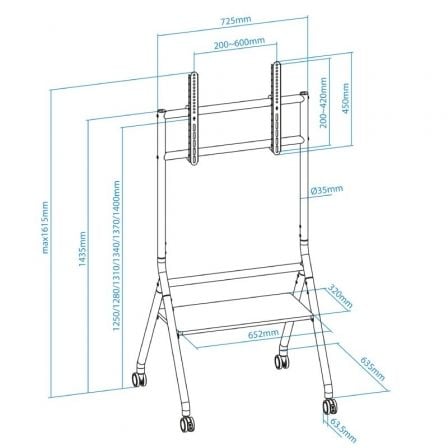 Soporte de Suelo con Ruedas Nivelable TooQ iDREAMS FS20206M-B para TV de 37-86'/ hasta 80kg Soporte de Suelo con Ruedas Nivelable TooQ iDREAMS FS20206M-B para TV de 37-86'/ hasta 80kg