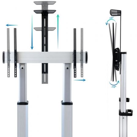 Soporte de Suelo Inclinable/ Ajustable con Ruedas TooQ FS20300M-B para TV de 60-100'/ hasta 100kg Soporte de Suelo Inclinable/ Ajustable con Ruedas TooQ FS20300M-B para TV de 60-100'/ hasta 100kg