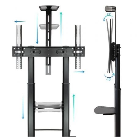 Soporte de Suelo con Ruedas Inclinable/ Nivelable TooQ FS20404HM-B para TV de 60-100'/ hasta 100kg Soporte de Suelo con Ruedas Inclinable/ Nivelable TooQ FS20404HM-B para TV de 60-100'/ hasta 100kg