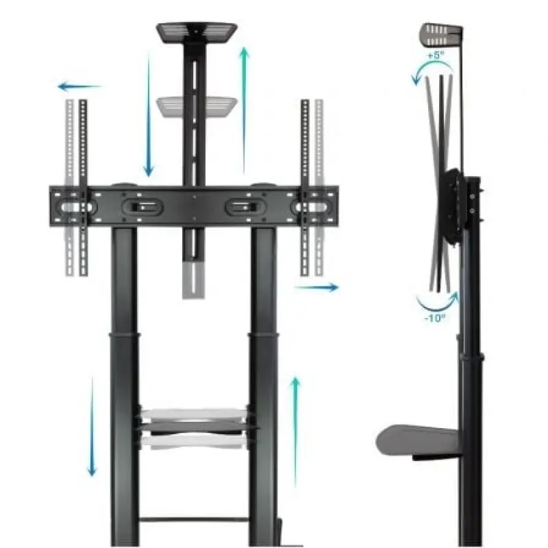 Soporte de Suelo con Ruedas Inclinable/ Nivelable TooQ FS20404HM-B para TV de 60-100'/ hasta 100kg Soporte de Suelo con Ruedas Inclinable/ Nivelable TooQ FS20404HM-B para TV de 60-100'/ hasta 100kg