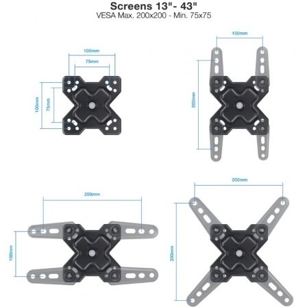 Soporte de Pared Extensible/ Giratorio/ Inclinable TooQ LP1343TN-B para TV de 13-43'/ hasta 20kg Soporte de Pared Extensible/ Giratorio/ Inclinable TooQ LP1343TN-B para TV de 13-43'/ hasta 20kg