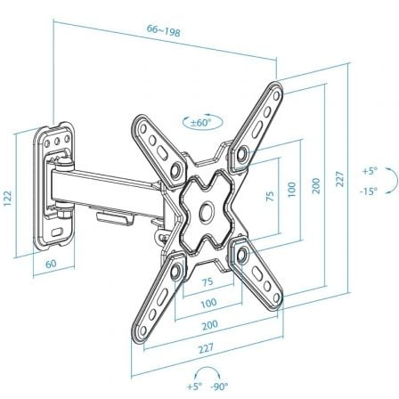 Soporte de Pared Extensible/ Giratorio/ Inclinable TooQ LP1343TN-B para TV de 13-43'/ hasta 20kg Soporte de Pared Extensible/ Giratorio/ Inclinable TooQ LP1343TN-B para TV de 13-43'/ hasta 20kg