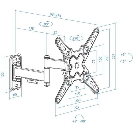 Soporte de Pared Extensible/ Giratorio/ Inclinable TooQ LP1344TN-B para TV de 13-43'/ hasta 20kg Soporte de Pared Extensible/ Giratorio/ Inclinable TooQ LP1344TN-B para TV de 13-43'/ hasta 20kg