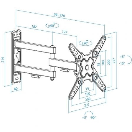 Soporte de Pared Extensible/ Giratorio/ Inclinable TooQ LP1345TN-B para TV de 13-43'/ hasta 20kg Soporte de Pared Extensible/ Giratorio/ Inclinable TooQ LP1345TN-B para TV de 13-43'/ hasta 20kg