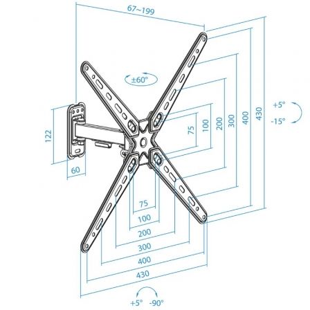 Soporte de Pared Extensible/ Giratorio/ Inclinable TooQ LP1355TN-B para TV de 13-55'/ hasta 25kg Soporte de Pared Extensible/ Giratorio/ Inclinable TooQ LP1355TN-B para TV de 13-55'/ hasta 25kg