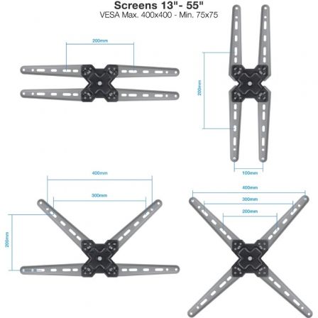 Soporte de Pared Extensible/ Giratorio/ Inclinable TooQ LP1356TN-B para TV de 13-55'/ hasta 25kg Soporte de Pared Extensible/ Giratorio/ Inclinable TooQ LP1356TN-B para TV de 13-55'/ hasta 25kg