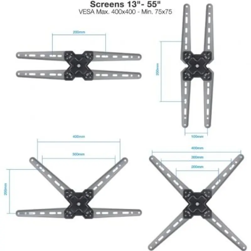 Soporte de Pared Extensible/ Giratorio/ Inclinable TooQ LP1356TN-B para TV de 13-55'/ hasta 25kg Soporte de Pared Extensible/ Giratorio/ Inclinable TooQ LP1356TN-B para TV de 13-55'/ hasta 25kg