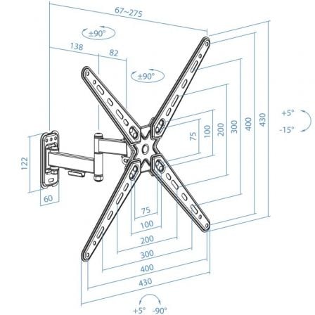 Soporte de Pared Extensible/ Giratorio/ Inclinable TooQ LP1356TN-B para TV de 13-55'/ hasta 25kg Soporte de Pared Extensible/ Giratorio/ Inclinable TooQ LP1356TN-B para TV de 13-55'/ hasta 25kg