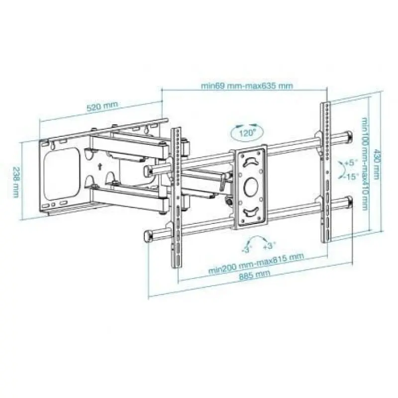 Soporte de Pared Giratorio/ Inclinable/ Nivelable TooQ LP3790TN-B para TV de 43-90'/ hasta 75kg Soporte de Pared Giratorio/ Inclinable/ Nivelable TooQ LP3790TN-B para TV de 43-90'/ hasta 75kg
