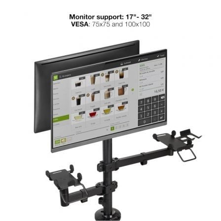 Soporte para 2 Monitores, TPV, Impresora, Términal y Lector TooQ TQPM0002/ hasta 9kg Soporte para 2 Monitores, TPV, Impresora, Términal y Lector TooQ TQPM0002/ hasta 9kg