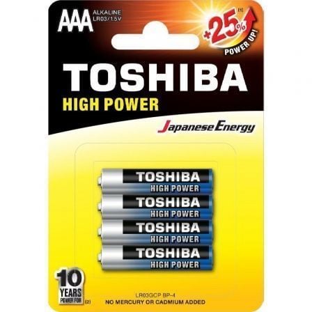 Pack de 4 Pilas AAA Toshiba High Power LR03/ 1.5V/ Alcalinas Pack de 4 Pilas AAA Toshiba High Power LR03/ 1.5V/ Alcalinas