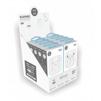 Expositor de Auriculares Tech One Tech earTECH TEC1203/ con Micrófono/ Lightning/ Incluye 10 Auriculares Blancos Expositor de Auriculares Tech One Tech earTECH TEC1203/ con Micrófono/ Lightning/ Incluye 10 Auriculares Blancos