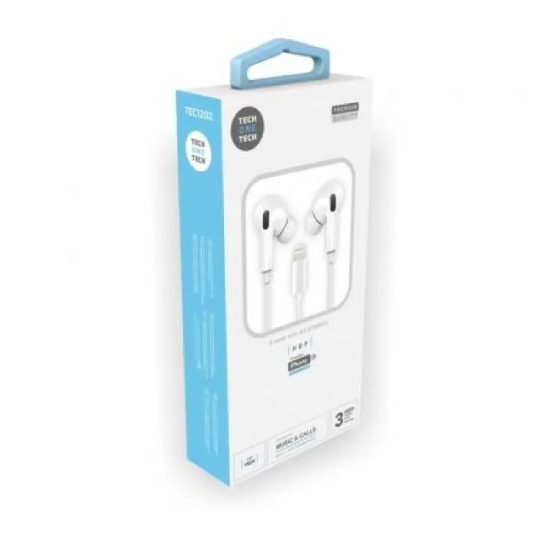 Auriculares Intrauditivos Tech One Tech earTECH HOP TEC1202/ con Micrófono/ Lightning/ Blancos Auriculares Intrauditivos Tech One Tech earTECH HOP TEC1202/ con Micrófono/ Lightning/ Blancos